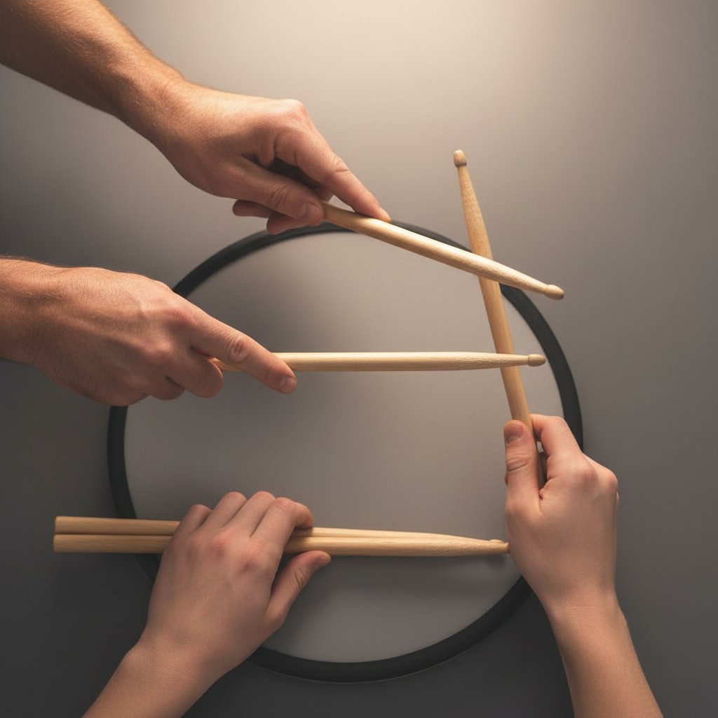 Drum instructor teaching student